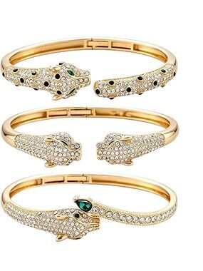 3-Pack Animal Series Gold Bangle Bracelets Set for Women - Stacked Jewelry